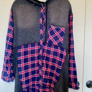 Urban Outfitters oversized plaid grunge button up hoodie.